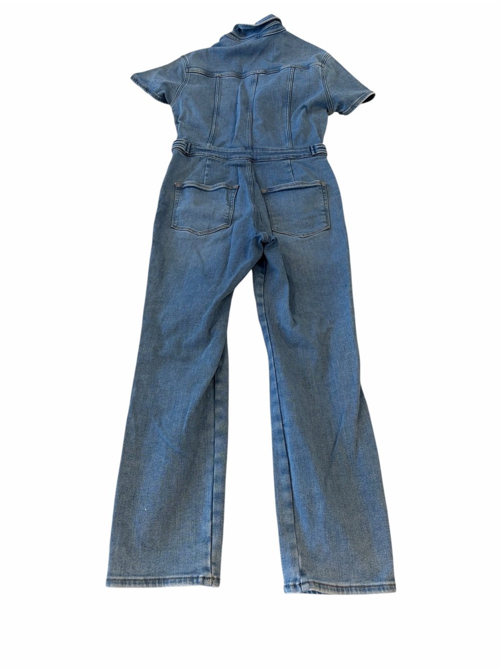 Good American Fit For Success Denim Jumpsuit Blue Stretch Size 3 Straight - Picture 2 of 7